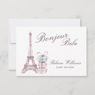 Sweet Macaron Bonjour Bebe Paris Baby Dusche Dankeskarte