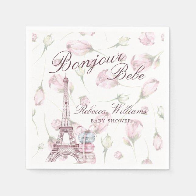 Sweet Macaron Bonjour Bebe Paris Baby Dusche Serviette (Vorderseite)