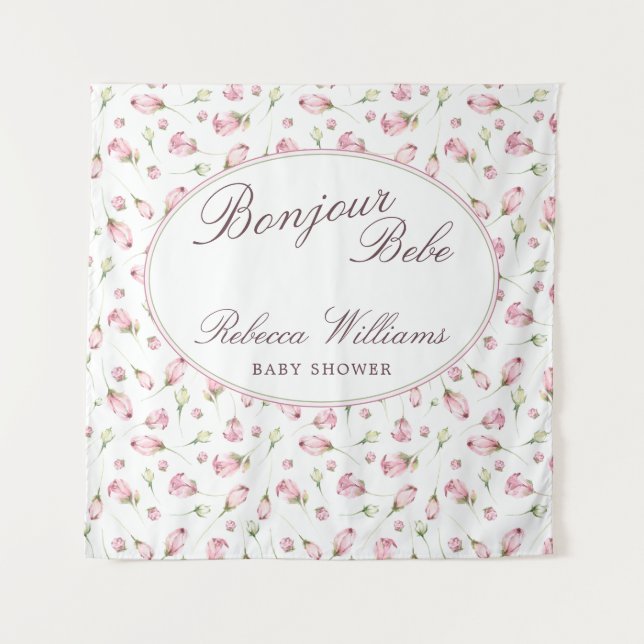 Sweet Macaron Bonjour Bebe Rose Babydusche Wandteppich (Vorderseite)