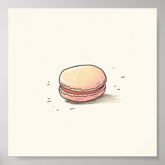 Sweet Macaron Illustration - Niedliches französisc Poster (Vorne)