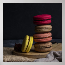 Sweet Macarons Küche Poster Macarons Red Yellow