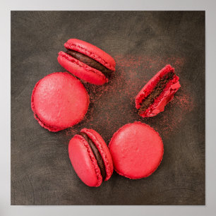 Sweet Macarons Küchenplakat Macarons Rotes Rosa Poster