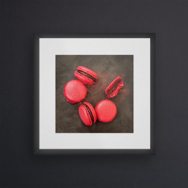 Sweet Macarons Küchenplakat | Macarons Rotes Rosa Poster (Von Creator hochgeladen)