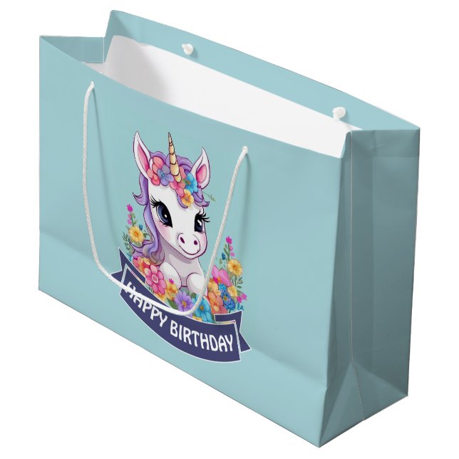 Sweet Magical Baby Unicorn Große Geschenktüte (Vorderseite Schrägansicht)