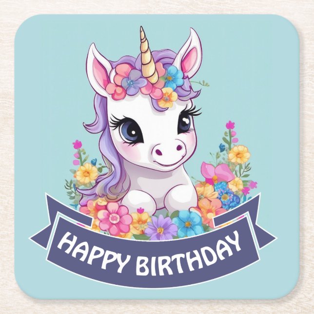 Sweet Magical Baby Unicorn Rechteckiger Pappuntersetzer (Vorderseite)