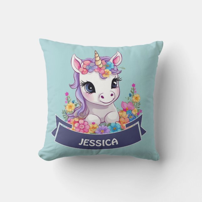 Sweet Magical Baby Unicorn Throw Kissen (Vorderseite)
