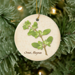 Sweet Marjoram Herb Keramik Ornament