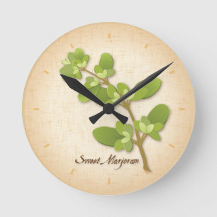 Sweet Marjoram Herb Runde Wanduhr