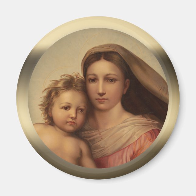 Sweet Mary and Jesus child Sistine Madonna Prang Magnet (Vorne)