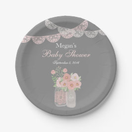 Sweet Mason Jar Pink Gray Baby Duschpapier Teller