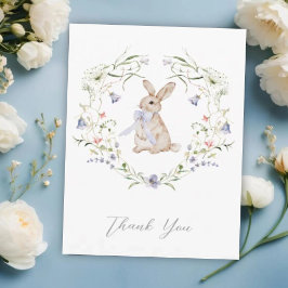 Sweet Meadow Bunny & Wildflowers Baby Shower Dankeskarte