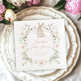 Sweet Meadow Bunny & Wildflowers Baby Shower Serviette