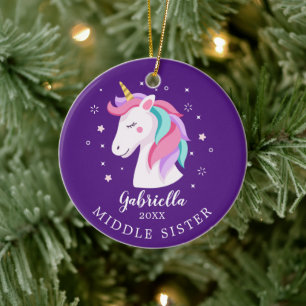 Sweet Middle Sister Unicorn Weihnachtsgeschenk Keramik Ornament