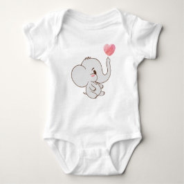 Sweet Minimalist Elephant with Heart for Newborn Baby Strampler