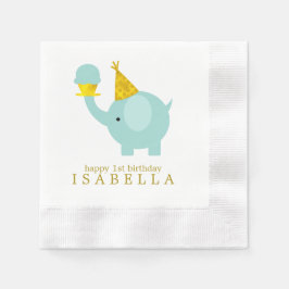 Sweet Mint Green Elephant Birthday Party Serviette