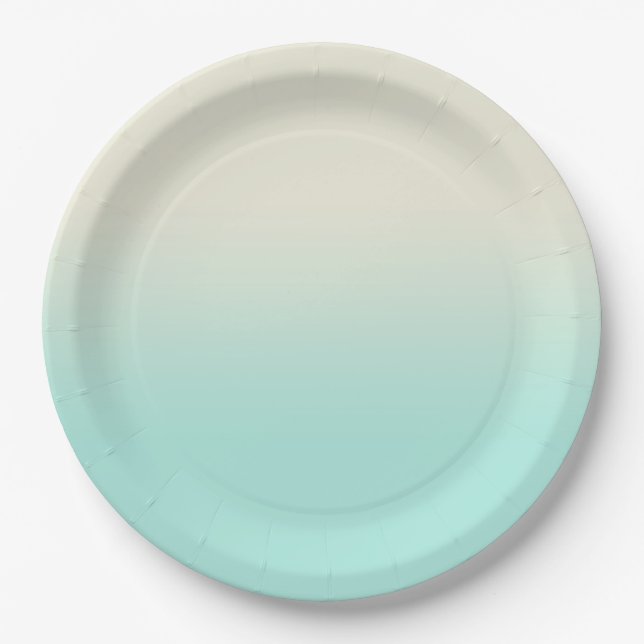 Sweet Mint & Ivory Gradient Ombre Pappteller (Vorderseite)