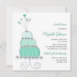 Sweet Mint Wedding Cake Chic Brautparty Einladung