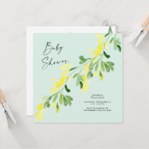 Sweet Mint Yellow Wildblumen Babydusche Square