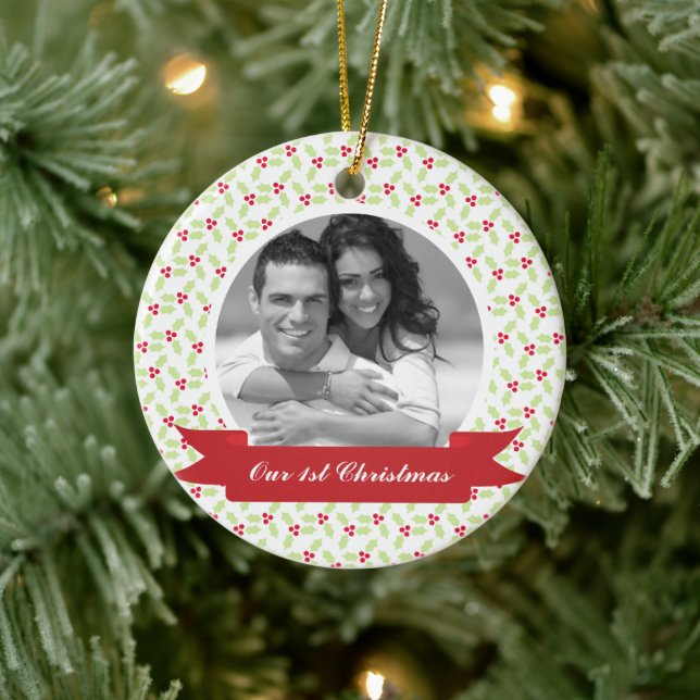 Sweet Mistletoe Foto Keramik Ornament (Baum)