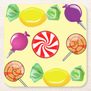 Sweet Mix Candy Yellow Rechteckiger Pappuntersetzer