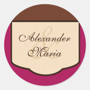 Sweet Mocha & Fuchsia Wedding Umschlag Aufklebers Runder Aufkleber