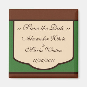 Sweet Mocha & Green Wedding Save the Date Magnet