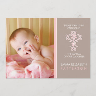 Sweet & Modern Baptism Baby Girl Einladung