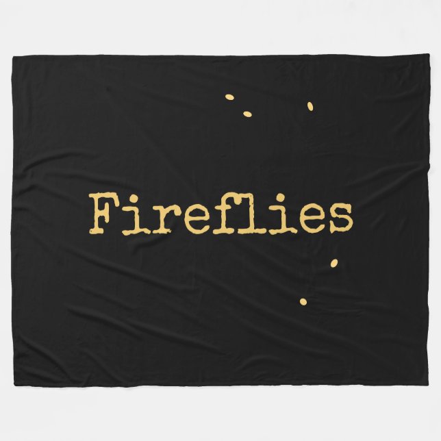 Sweet Modern Black Summer Night Sky Fireflies Text Fleecedecke (Vorderseite (Horizontal))