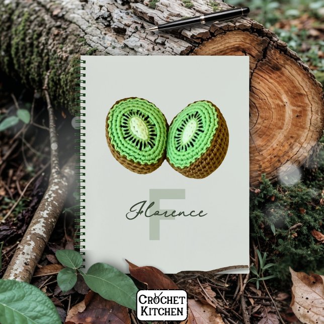 Sweet Modern Minimal Green Crochet Kiwi Name Notizbuch (Von Creator hochgeladen)