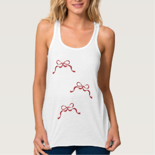 Sweet Modern Retro Valentine's Day RED Bows Tank Top