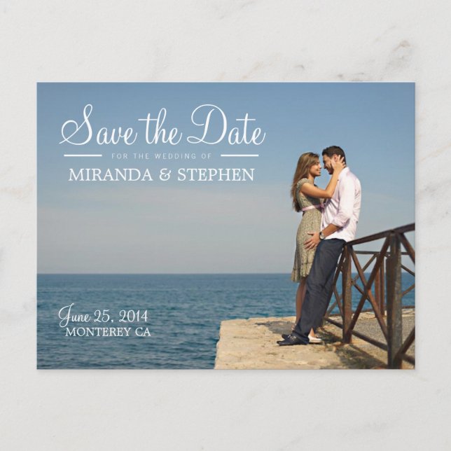 Sweet Modern Wedding Save the Date Foto Postcard Ankündigungspostkarte (Vorderseite)