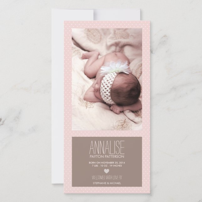 Sweet Moment Foto Baby Girl Geburtserklärung Ankündigung (Vorderseite)