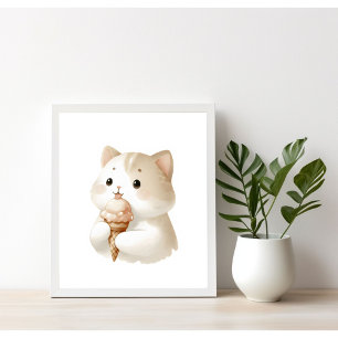 Sweet Moments Niedlich Kitten mit Eiscreme Poster