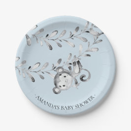 Sweet Monkey Boys Baby Shower 7" Platten Pappteller