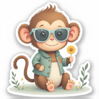 Sweet Monkey Friend | Gentle Kawaii Animal Aufkleber