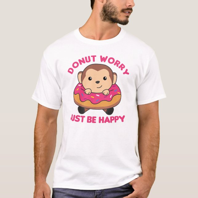 Sweet Monkey Funny Animals In Donut Pink T-Shirt (Vorderseite)