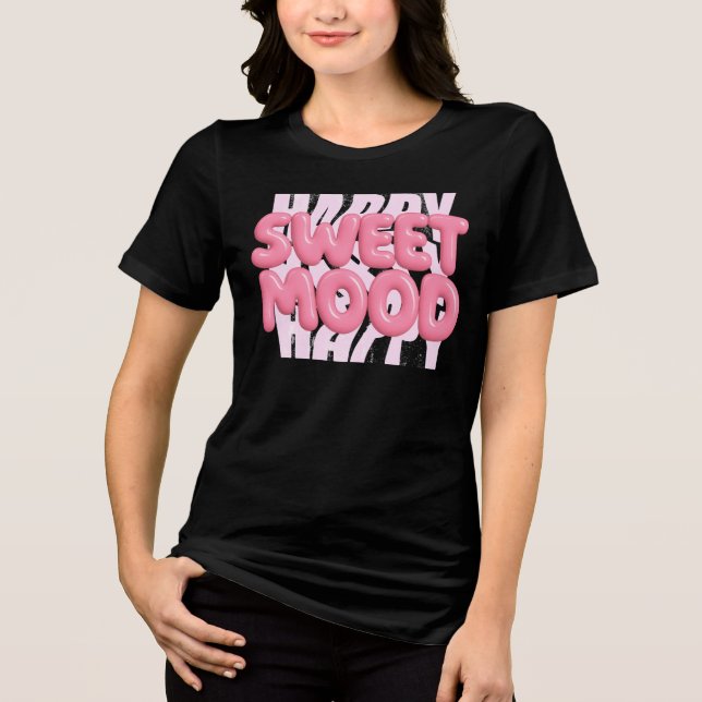 Sweet Mood Pink Bubble Letting Niedliche Ästhetik Tri-Blend Shirt (Vorderseite)