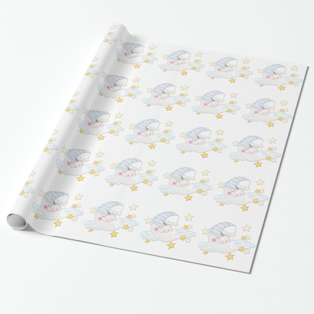 Sweet Moon Baby Dusche Geschenkpapier (Ungerollt)