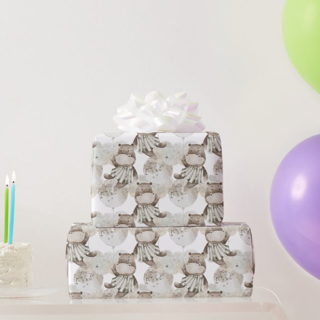 Sweet Moon Dreams Hippo Geschenkpapier (Partygeschenke)