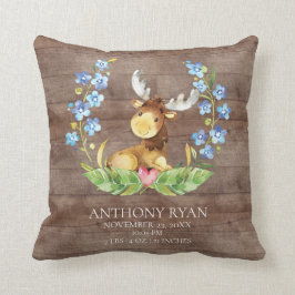 Sweet Moose Baby Birth Stats Pillow Kissen
