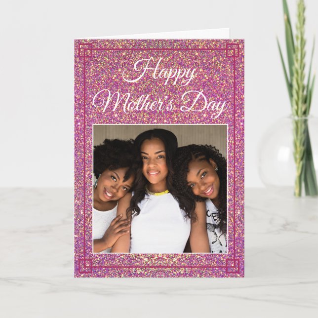 Sweet Mother Day Glitzer Custom Family Foto Karte (Vorderseite)