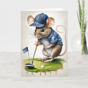 Sweet Mouse Playing Golf Blank Gruß Karte