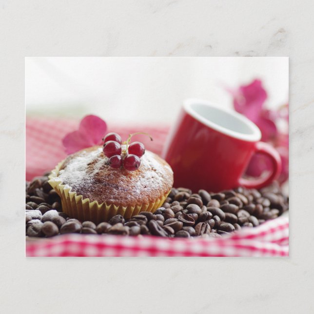 Sweet Muffin und feiner Kaffee Postkarte (Vorderseite)