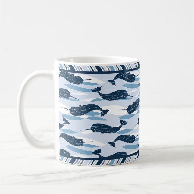 Sweet Narwhal Allover Print Navy Blue Kaffeetasse (Links)