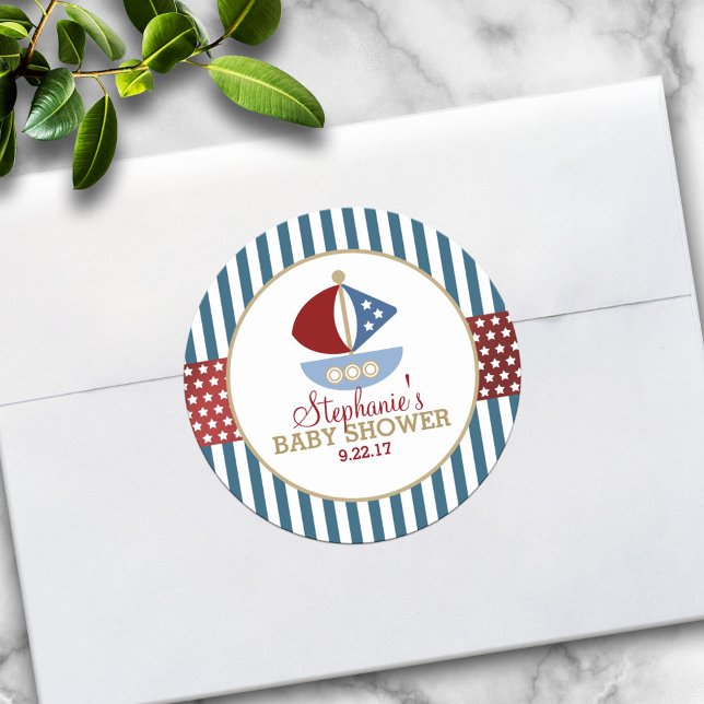 Sweet Nautical Baby Dusche Runder Aufkleber (Von Creator hochgeladen)