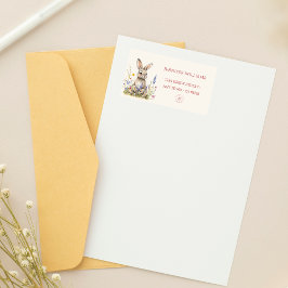 Sweet Neutral Bunny Floral Baby Showadresse Adressaufkleber
