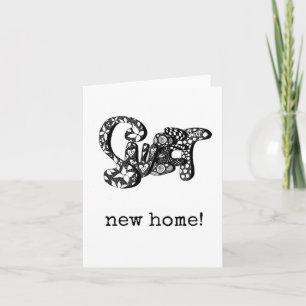 Sweet New Zuhause Card, Retro Bubble, Word Art Karte
