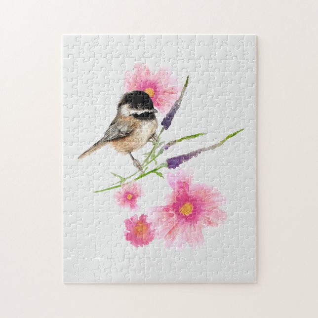 Sweet Niedlich Chickadee Black Capped Bird Wasserf Puzzle (Vertikal)