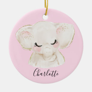 Sweet Niedlich & Girly Pastel Blush Pink Baby Elep Keramik Ornament