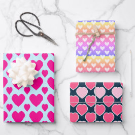 Sweet Niedlich Hearts Liebe Valentinstag Muster Geschenkpapier Set
